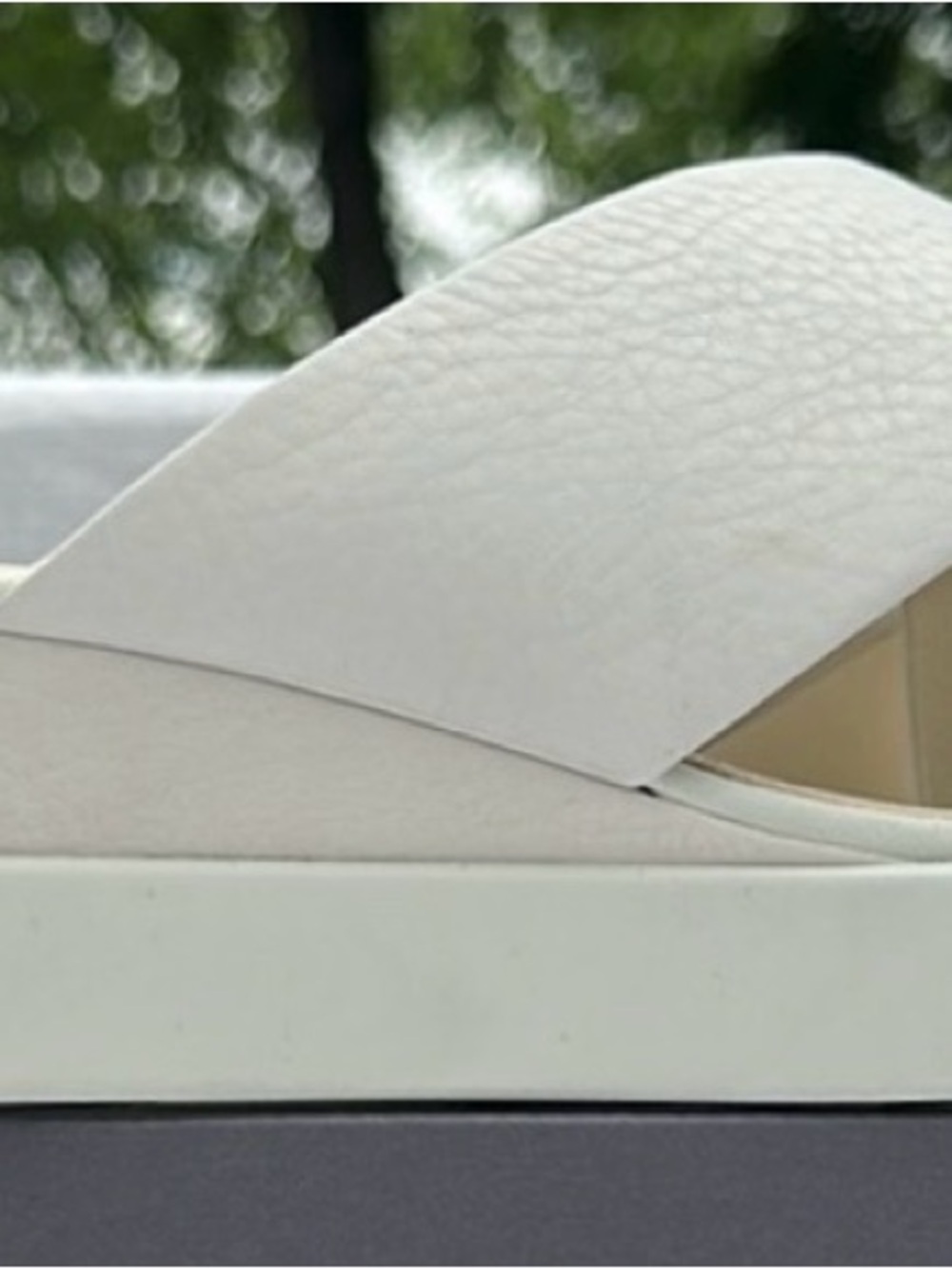 Ecco White Crisscross Leather Slide Sandals - Picture 8 of 10